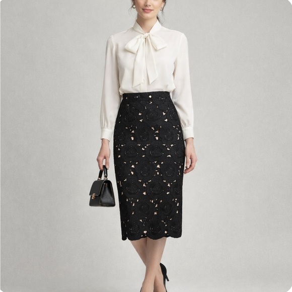 J.Crew Collection Austrian Lace Pencil Skirt - Picture 1 of 11